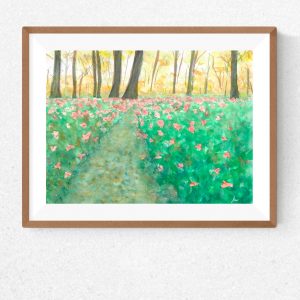 Pintura - Caminho entre flores