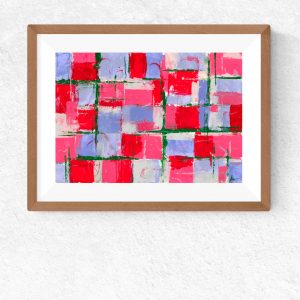Pintura Abstrata - Quadrados Azuis e Vermelhos
